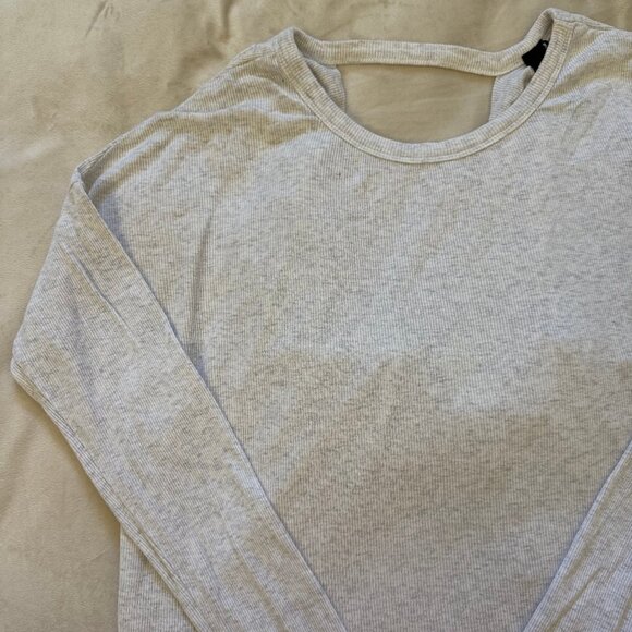 BOBI LOS ANGELES Open Back Ribbed Long Sleeve Top Off White Women’s Small - Picture 3 of 9